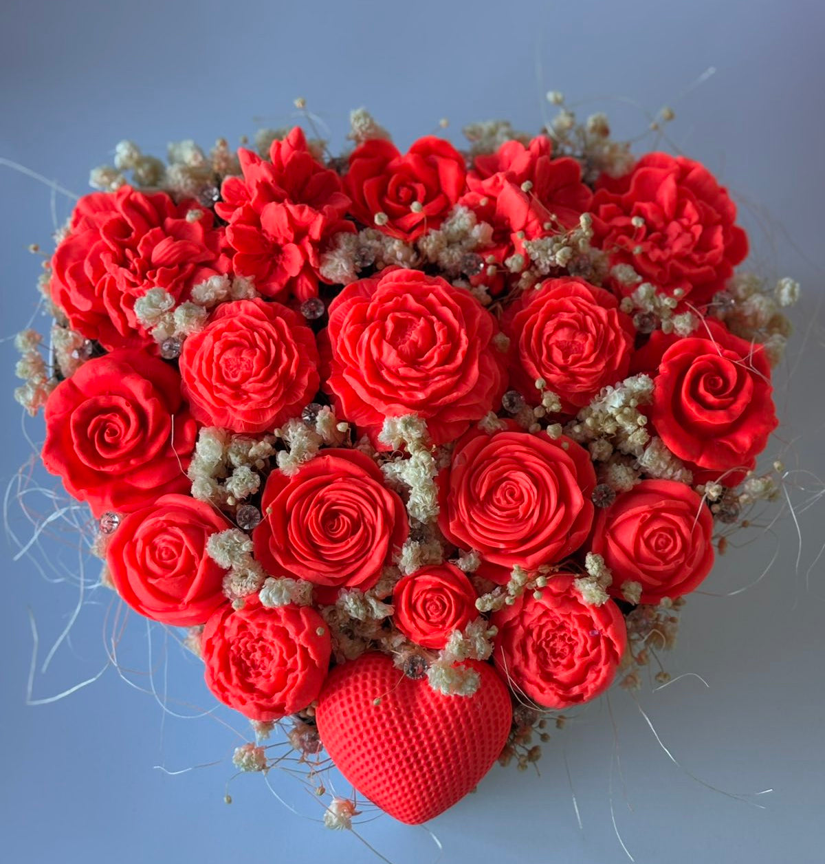 Букет🔥"Пламтящо Сърце"❤️– Ръчно Изработени Ароматни Сапунени Цветя