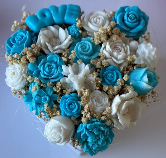 Букет💙"Сърце в синьо"💙– Ръчно Изработени Ароматни Сапунени Цветя&nbsp;