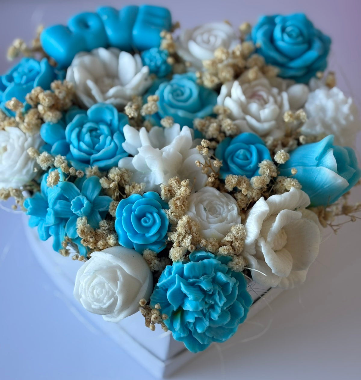 Букет💙"Сърце в синьо"💙– Ръчно Изработени Ароматни Сапунени Цветя&nbsp;