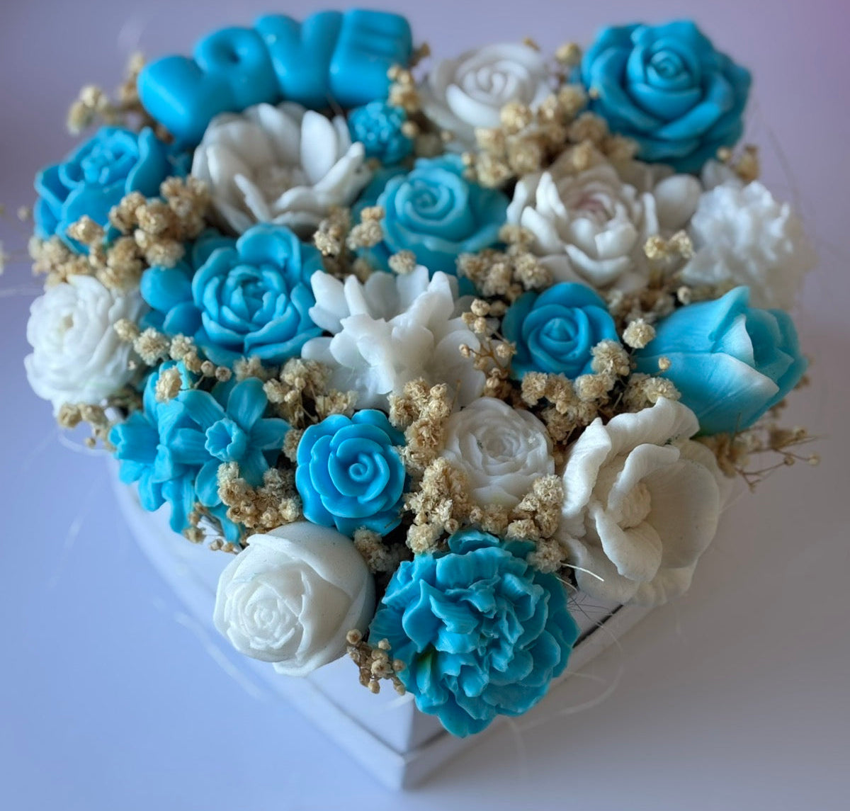 Букет💙"Сърце в синьо"💙– Ръчно Изработени Ароматни Сапунени Цветя&nbsp;