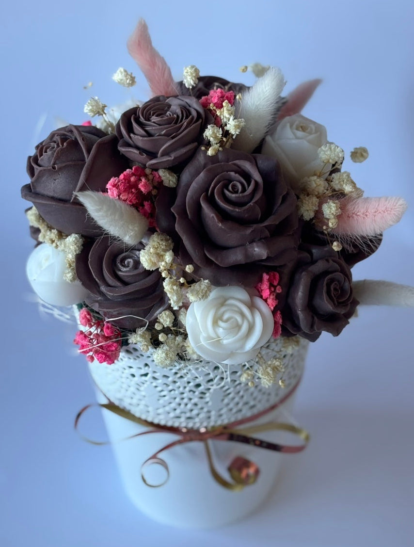 Букет🤎🤍„Какаова Нежност“🤎🤍Ръчно Изработени Ароматни Сапунени Цветя