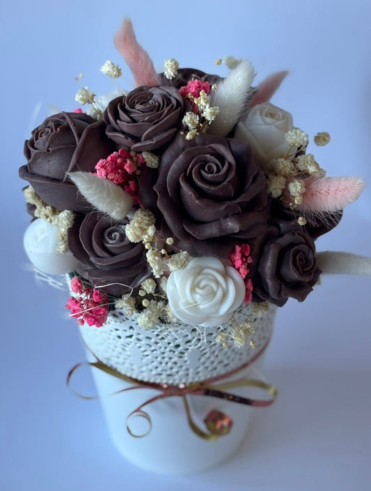 Букет🤎🤍„Какаова Нежност“🤎🤍Ръчно Изработени Ароматни Сапунени Цветя