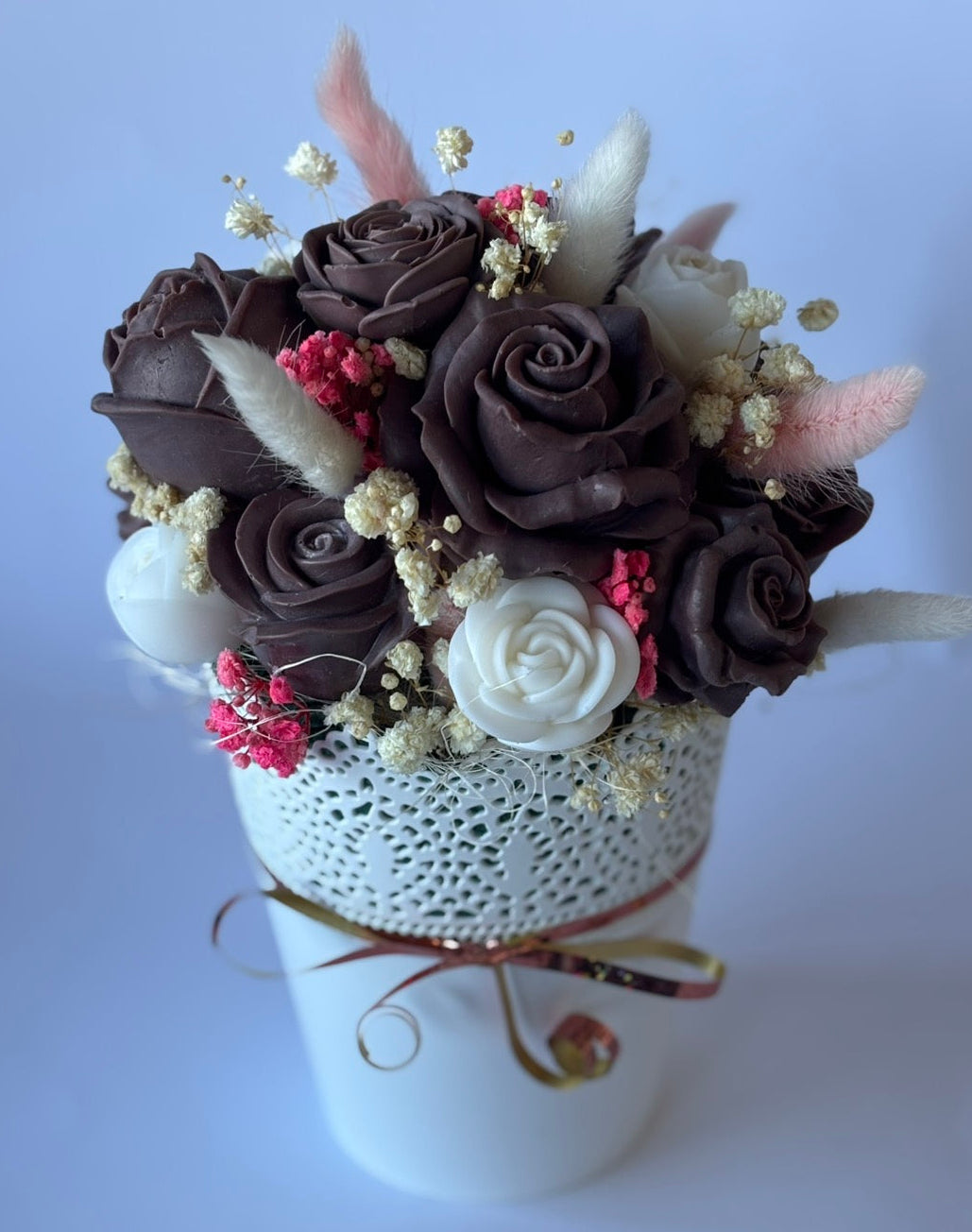 Букет🤎🤍„Какаова Нежност“🤎🤍Ръчно Изработени Ароматни Сапунени Цветя