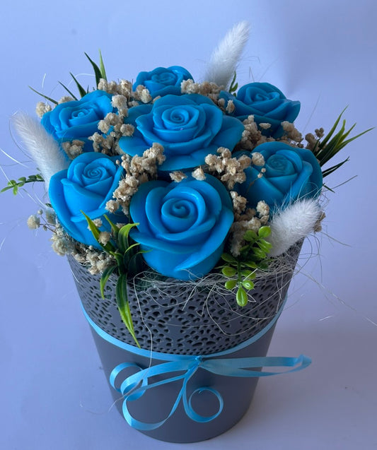 Букет💙"Синя Поема"💙Ръчно Изработени Ароматни Сапунени Цветя