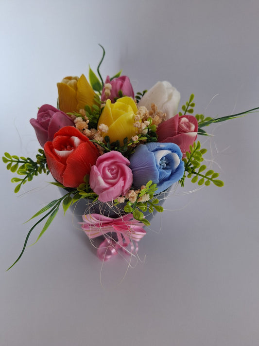 Букет🌷„Лалета“🌷 9 броя– Ръчно Изработени Ароматни Сапунени Цветя