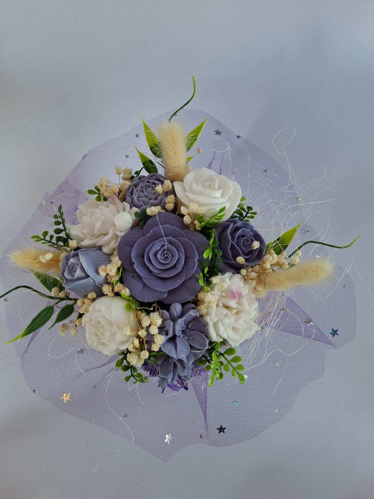 Букет❄️„Снежна Виолетка“❄️Ръчно Изработени Ароматни Сапунени Цветя