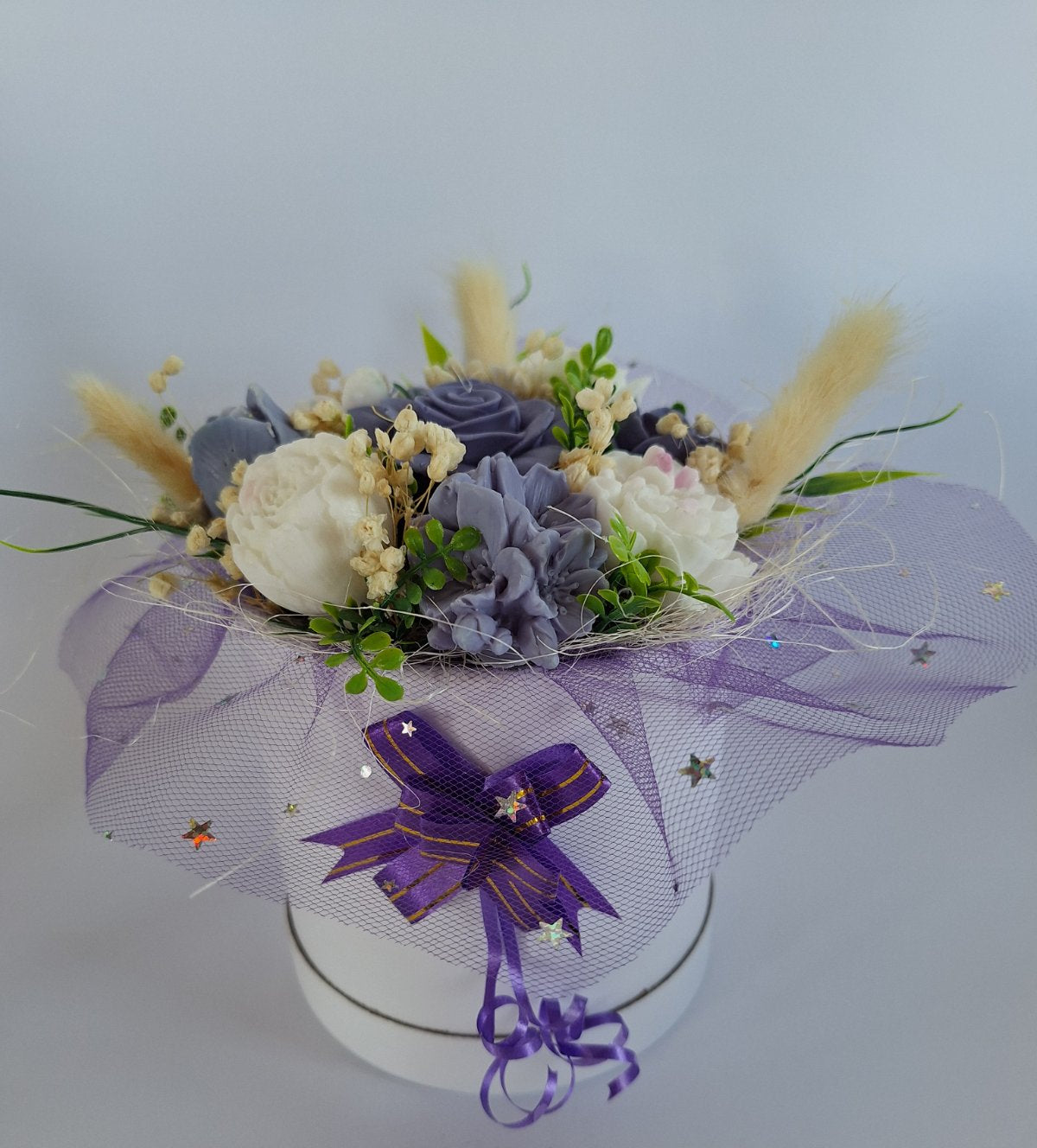 Букет❄️„Снежна Виолетка“❄️Ръчно Изработени Ароматни Сапунени Цветя