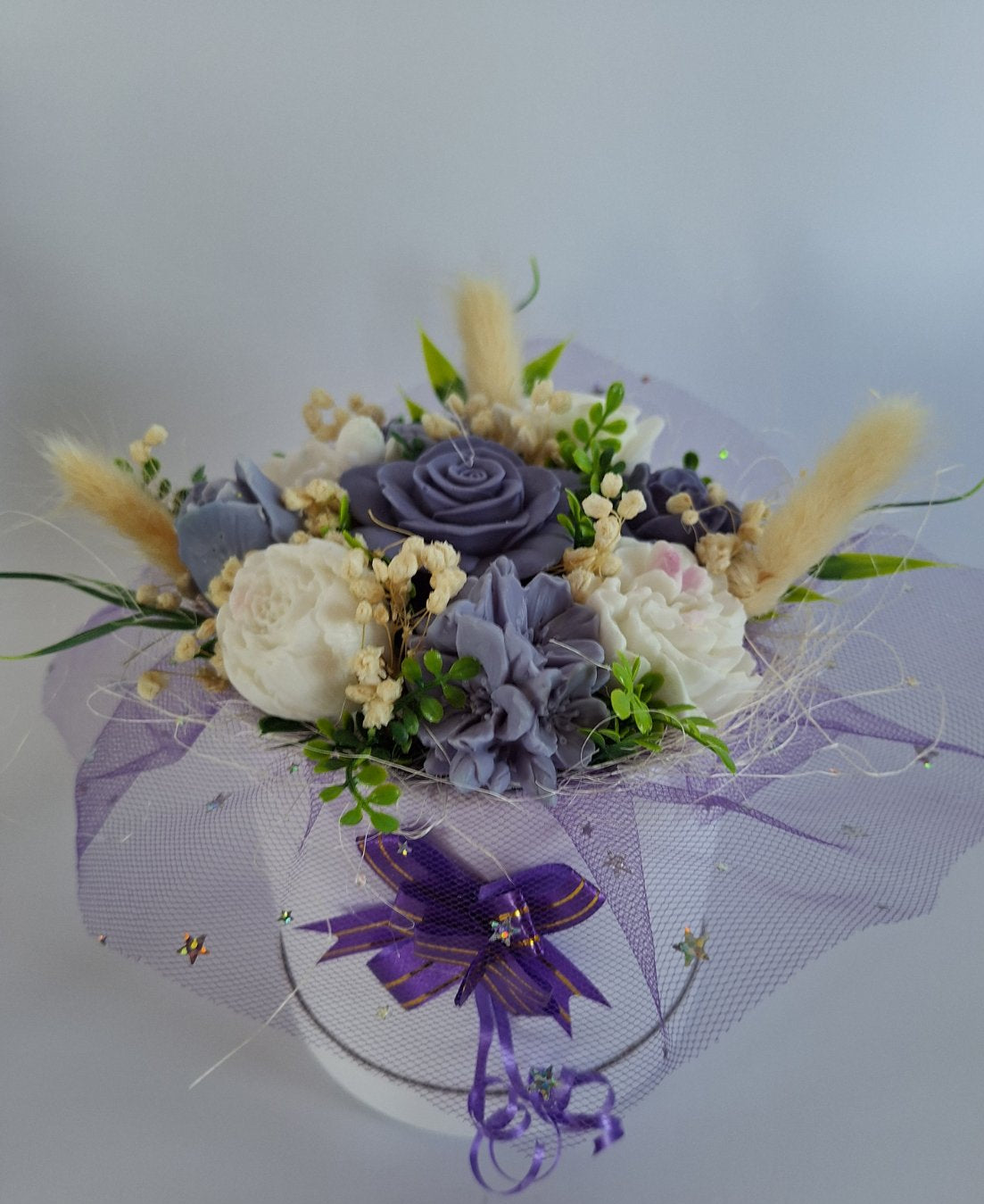 Букет❄️„Снежна Виолетка“❄️Ръчно Изработени Ароматни Сапунени Цветя