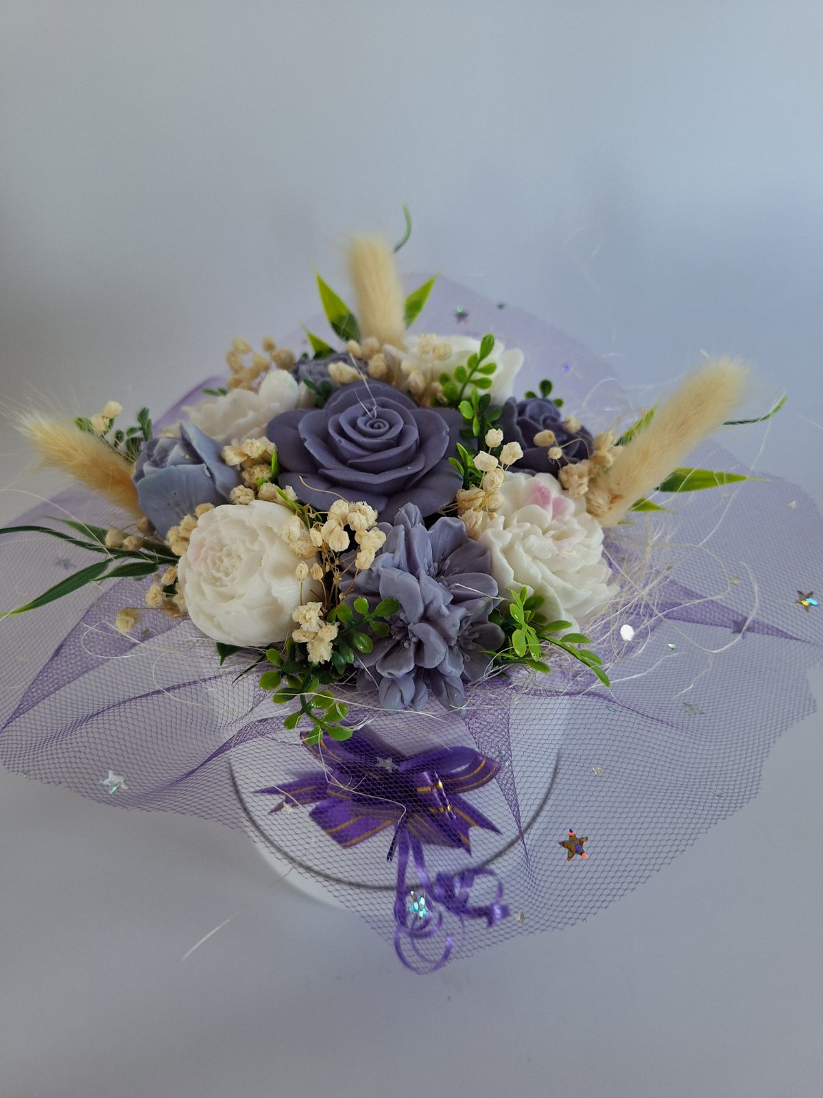 Букет❄️„Снежна Виолетка“❄️Ръчно Изработени Ароматни Сапунени Цветя