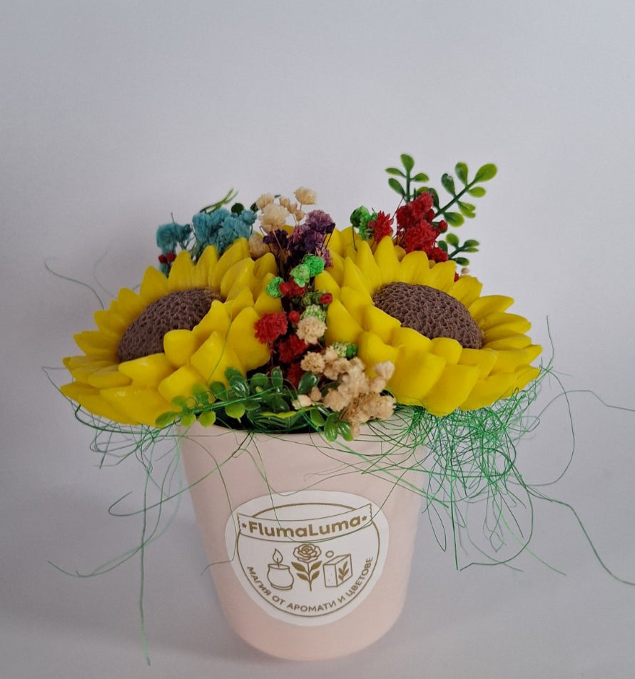 Букет 🌻„Слънчеви Усмивки“🌻 – Ръчно Изработени Ароматни Сапунени Цветя