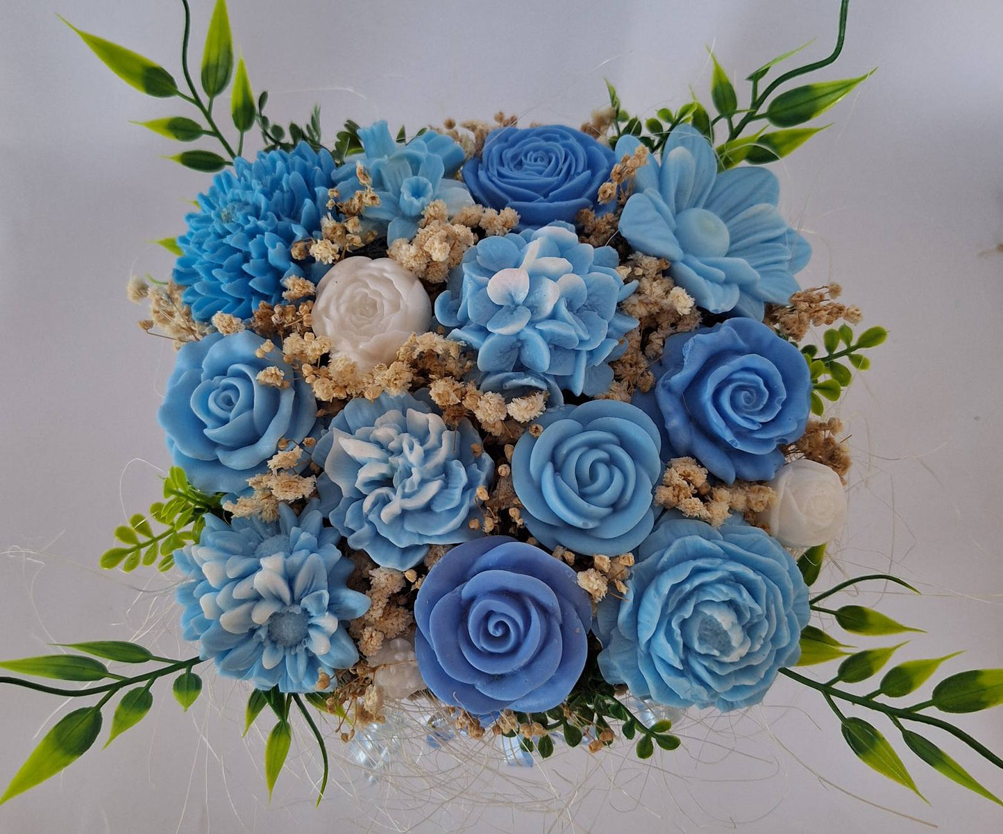 Букет💙„Синьо Вдъхновение“💙Ръчно Изработени Ароматни Сапунени Цветя