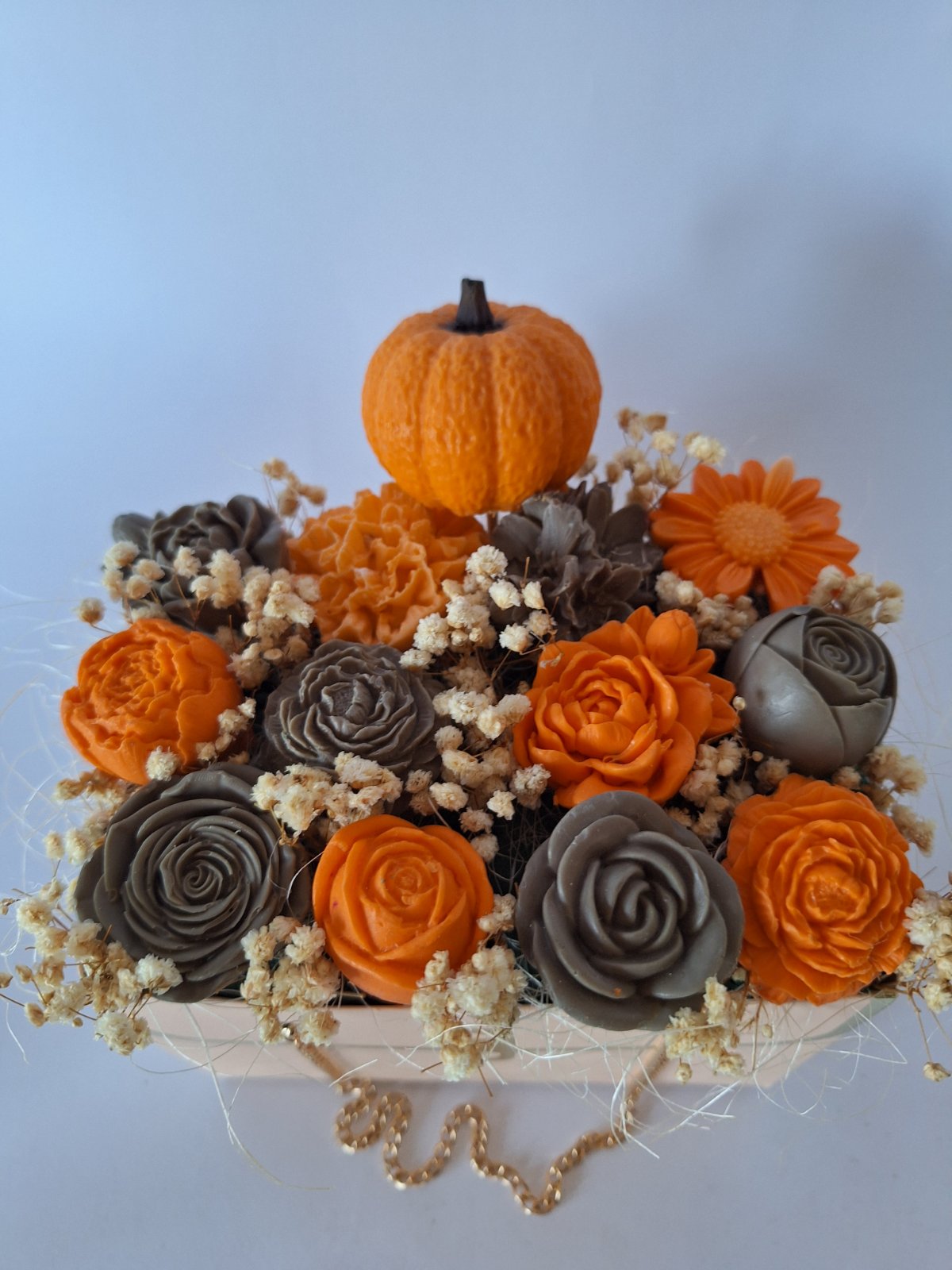 Букет 🎃"Тиквено Лате"🎃Ръчно изработени ароматни сапунени цветя