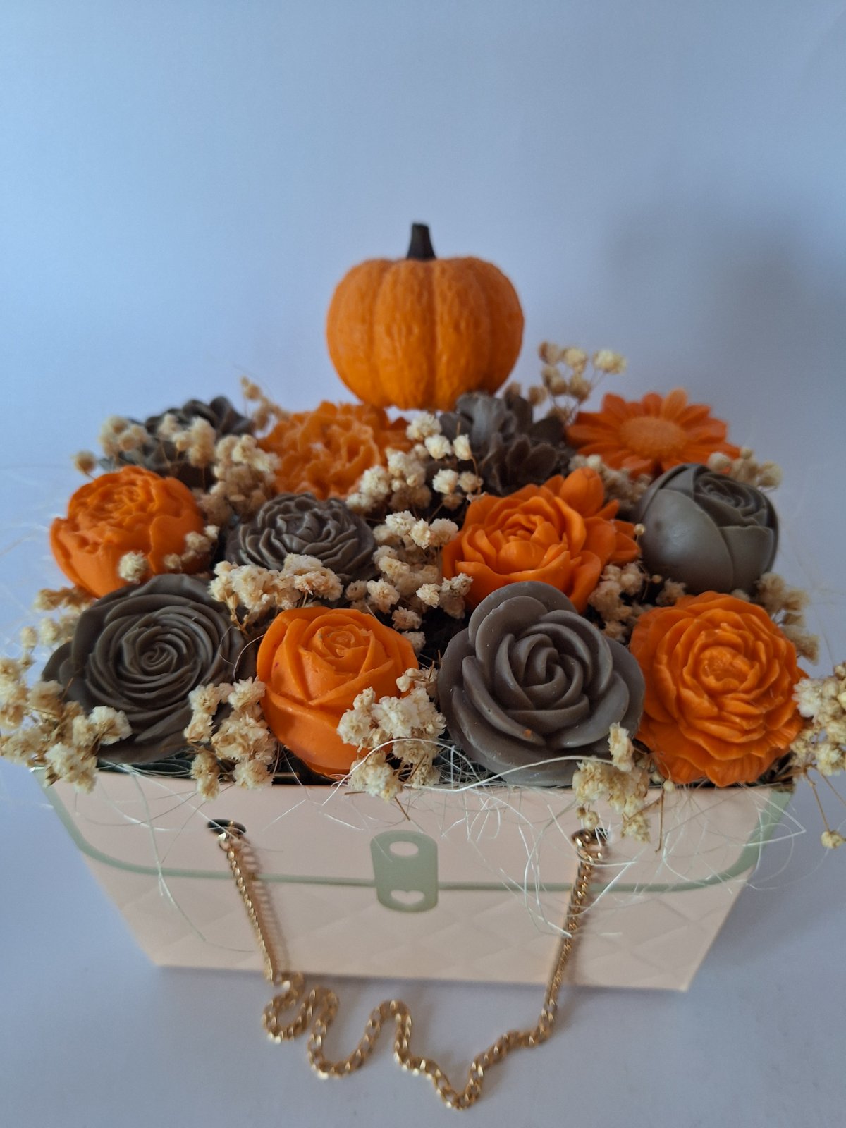 Букет 🎃"Тиквено Лате"🎃Ръчно изработени ароматни сапунени цветя