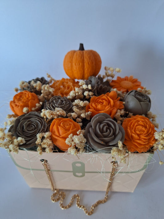 Букет 🎃"Тиквено Лате"🎃Ръчно изработени ароматни сапунени цветя