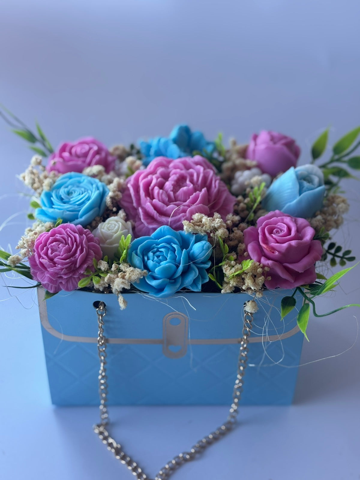 Букет 💎"Бижу в Небесно Синьо"💎 Ръчно Изработени Ароматни Сапунени Цветя