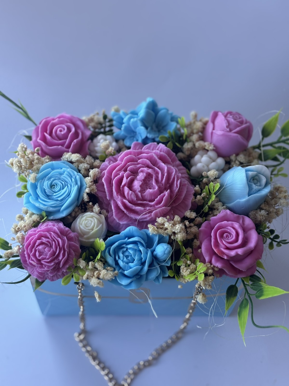 Букет 💎"Бижу в Небесно Синьо"💎 Ръчно Изработени Ароматни Сапунени Цветя
