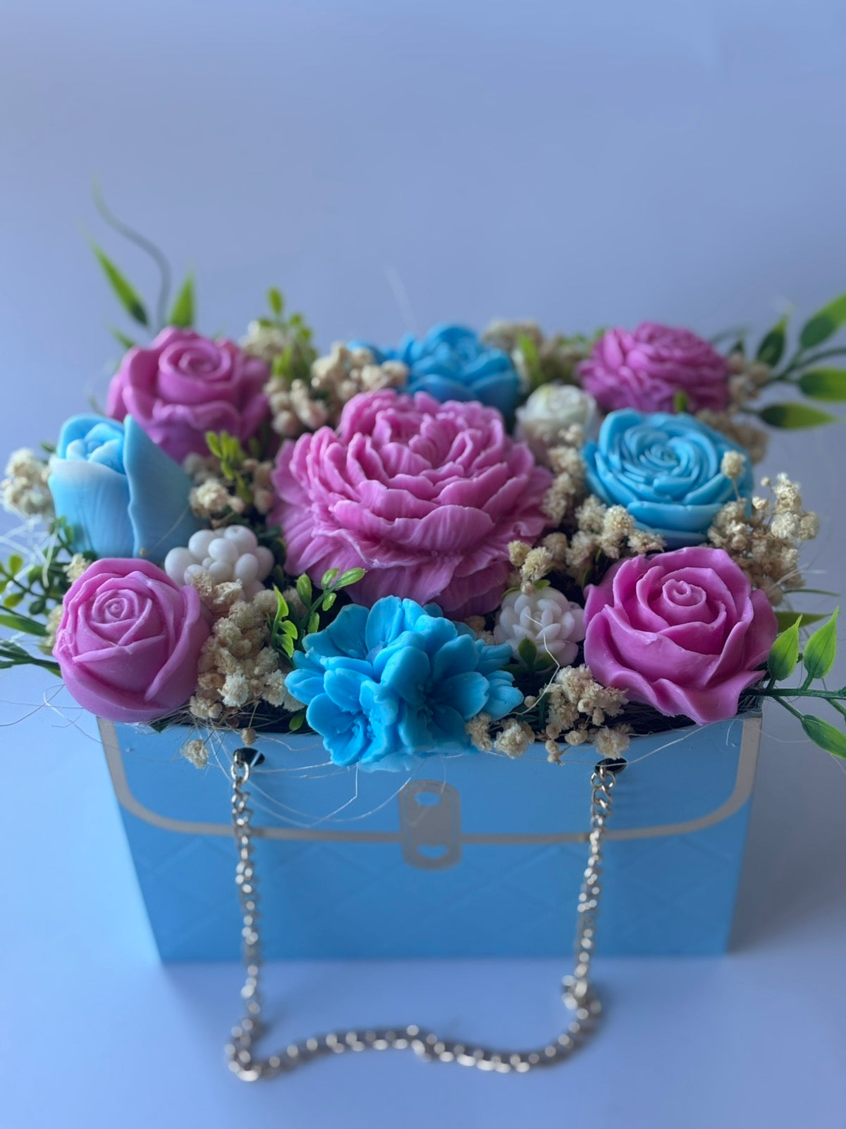 Букет 💎"Бижу в Небесно Синьо"💎 Ръчно Изработени Ароматни Сапунени Цветя