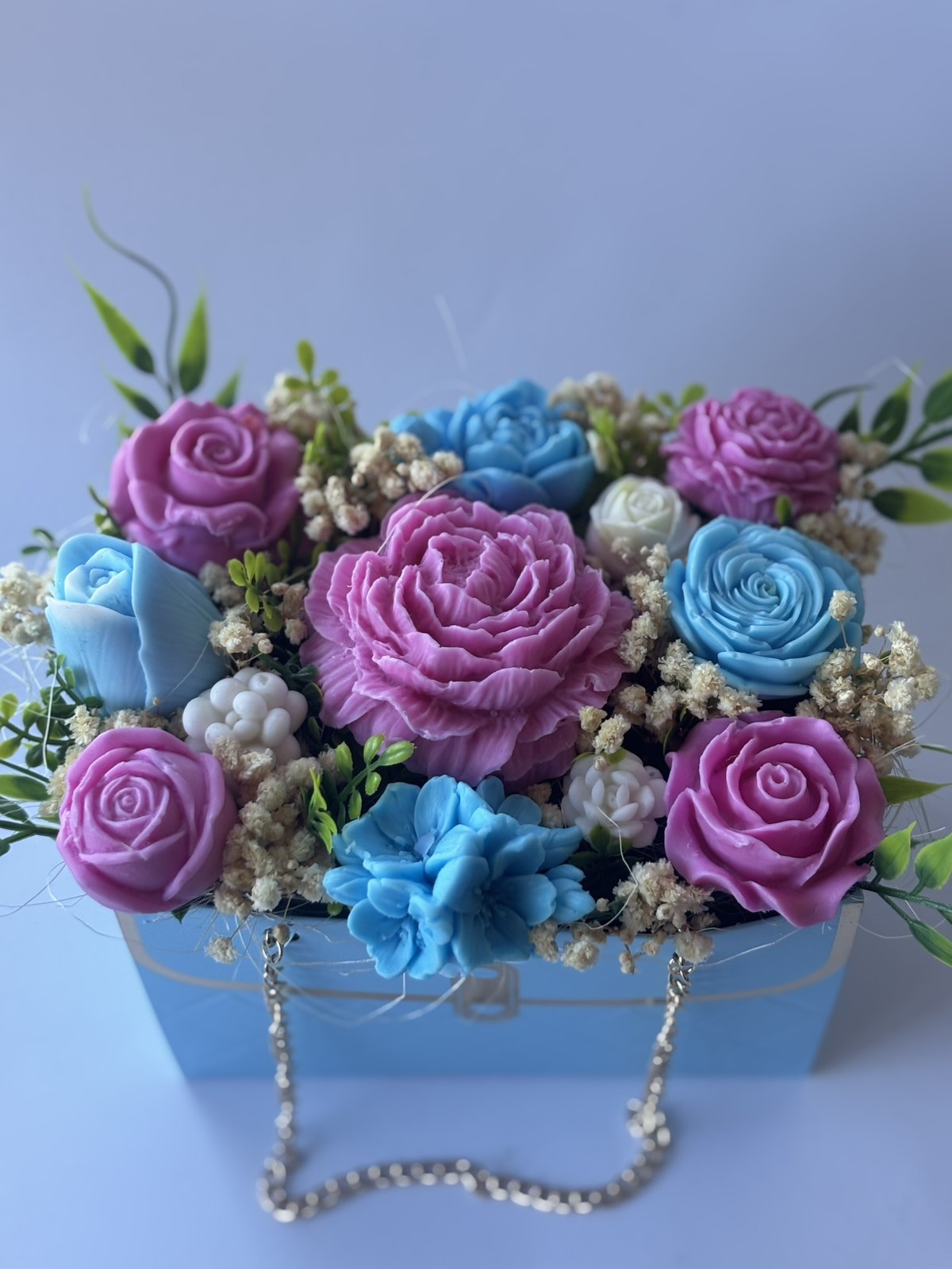 Букет 💎"Бижу в Небесно Синьо"💎 Ръчно Изработени Ароматни Сапунени Цветя
