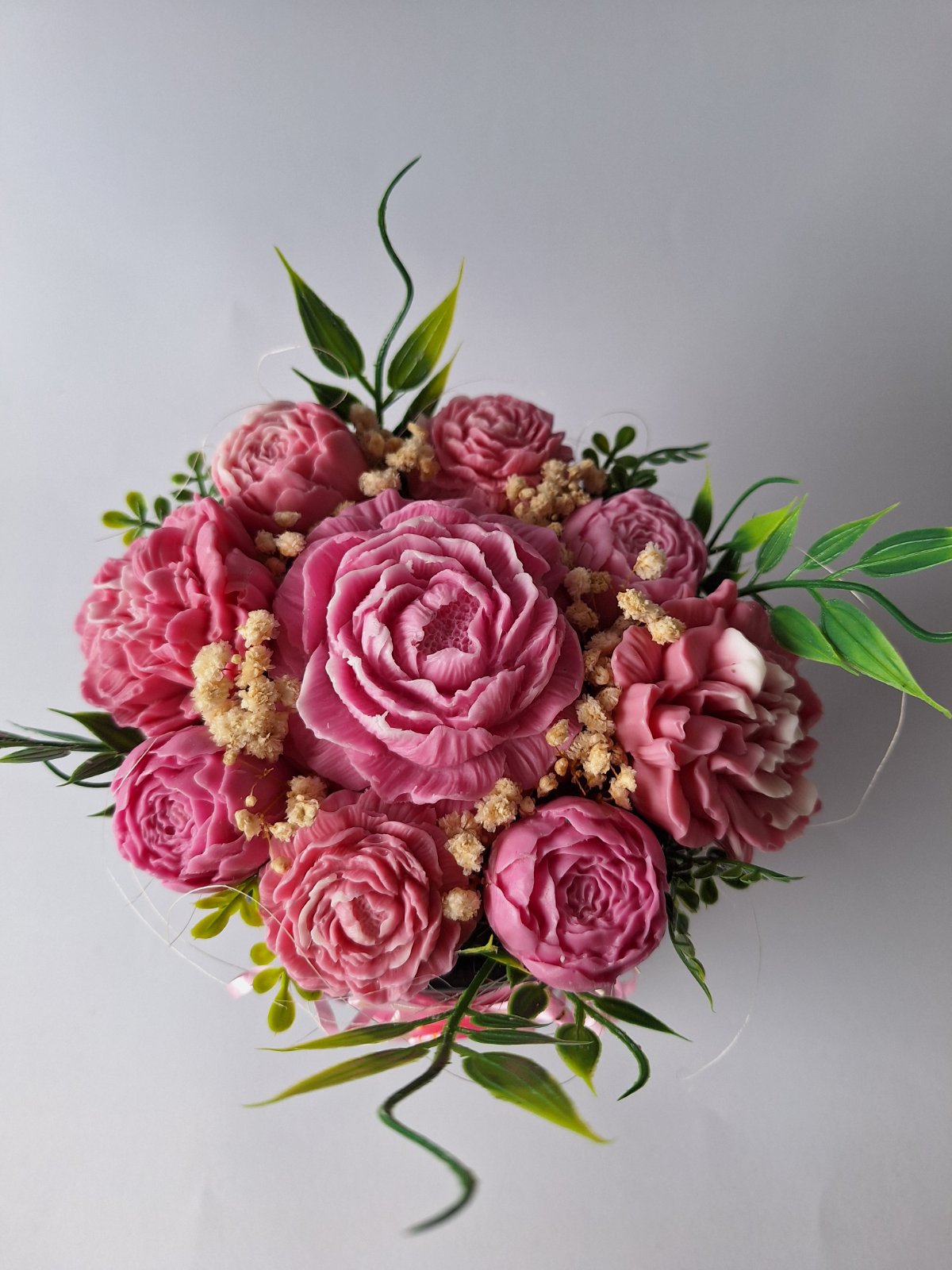 Букет 🌸"Розова стихия"🌸в черна кашпа. Ръчно Изработени Ароматни Сапунени Цветя