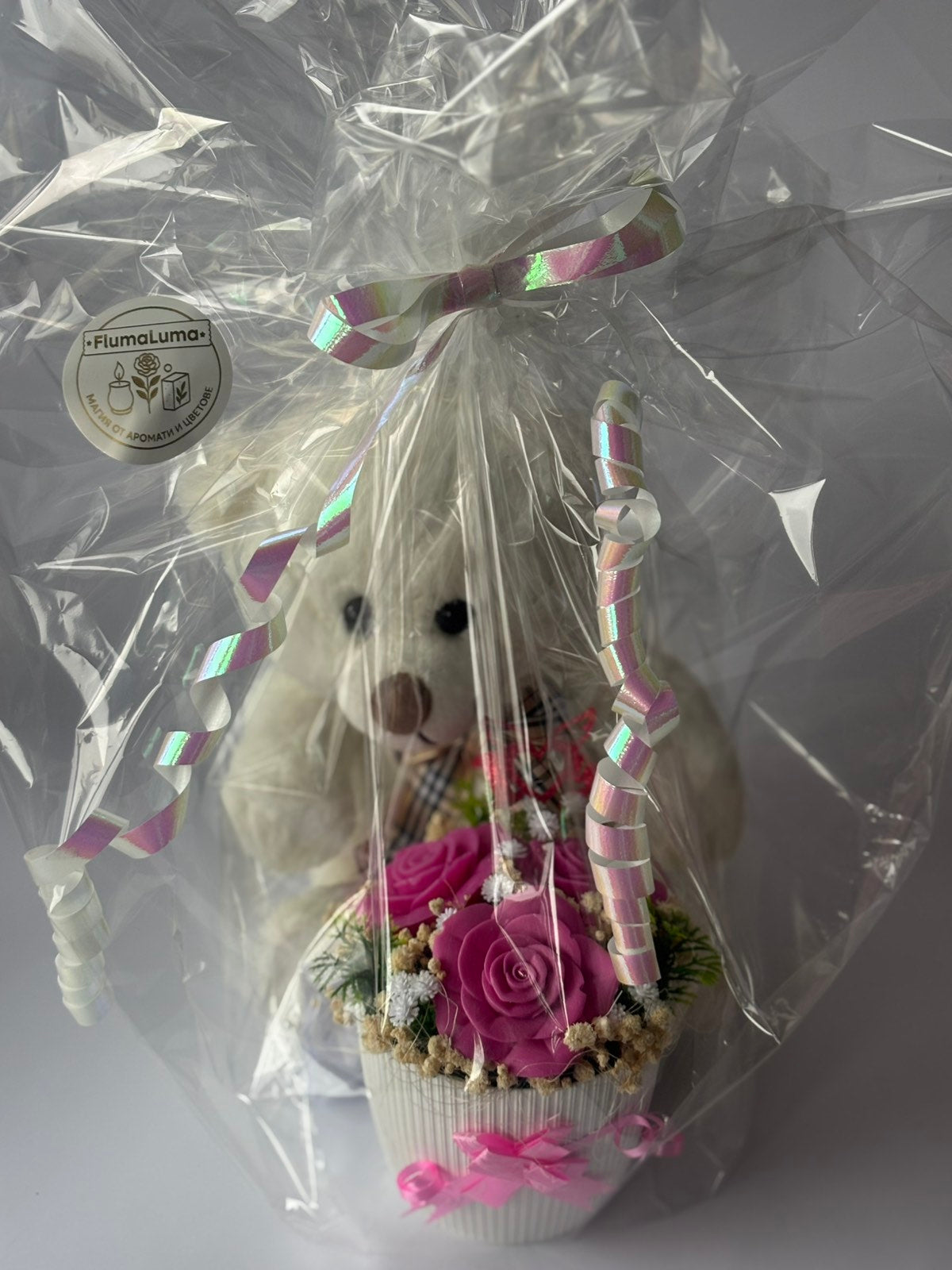 Букет+изненада🐻🌹"Нежност за гушкане"🐻🌹 Ръчно Изработени Ароматни Сапунени Цветя